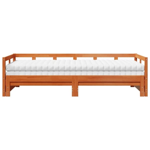 vidaXL daybed m. udtræk madrasser 80x200cm massivt fyrretræ gyldenbrun
