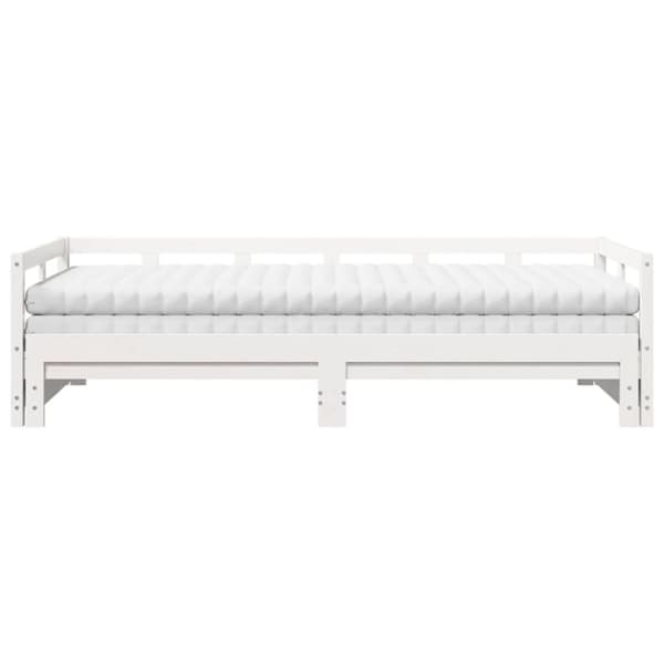 vidaXL daybed med udtræk og madrasser 90x200 cm massivt fyrretræ hvid