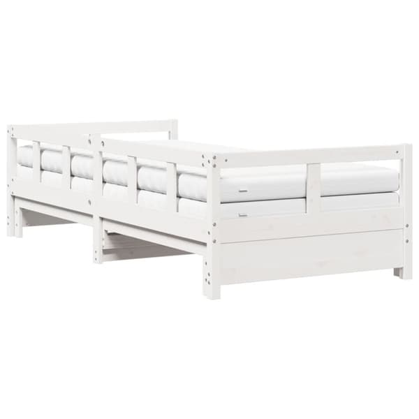 vidaXL daybed med udtræk og madrasser 90x200 cm massivt fyrretræ hvid