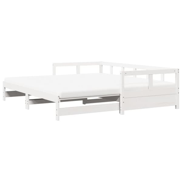 vidaXL daybed med udtræk og madrasser 90x200 cm massivt fyrretræ hvid