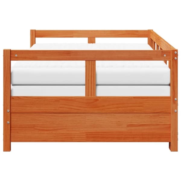 vidaXL daybed m. udtræk madrasser 90x200cm massivt fyrretræ gyldenbrun