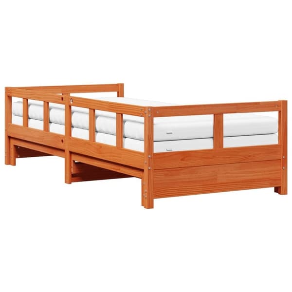 vidaXL daybed m. udtræk madrasser 90x200cm massivt fyrretræ gyldenbrun