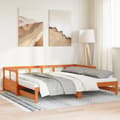 Miniatyrbillede 2 af 11: vidaXL daybed m. udtræk madrasser 90x200cm massivt fyrretræ gyldenbrun