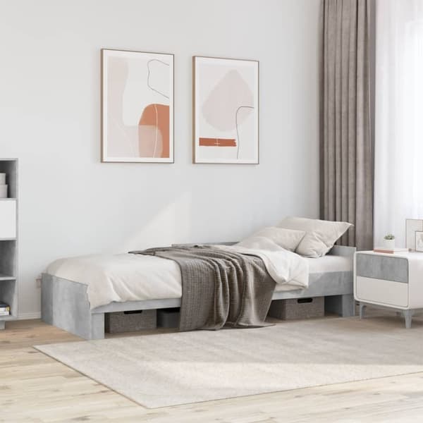 vidaXL sengeramme 75x190 cm konstrueret træ betongrå