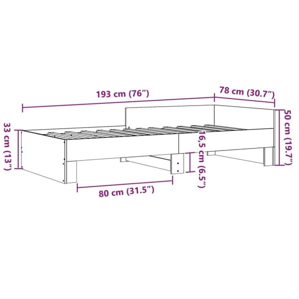 vidaXL sengeramme 75x190 cm konstrueret træ betongrå