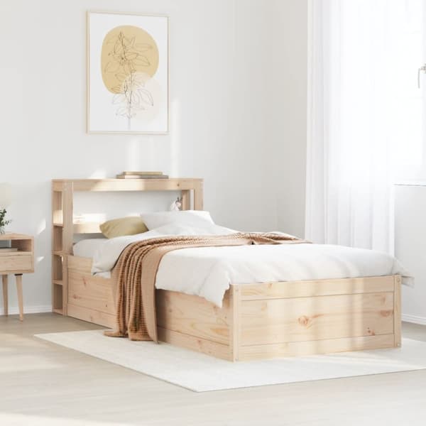 vidaXL sengeramme med sengegavl 90x200 cm massivt fyrretræ
