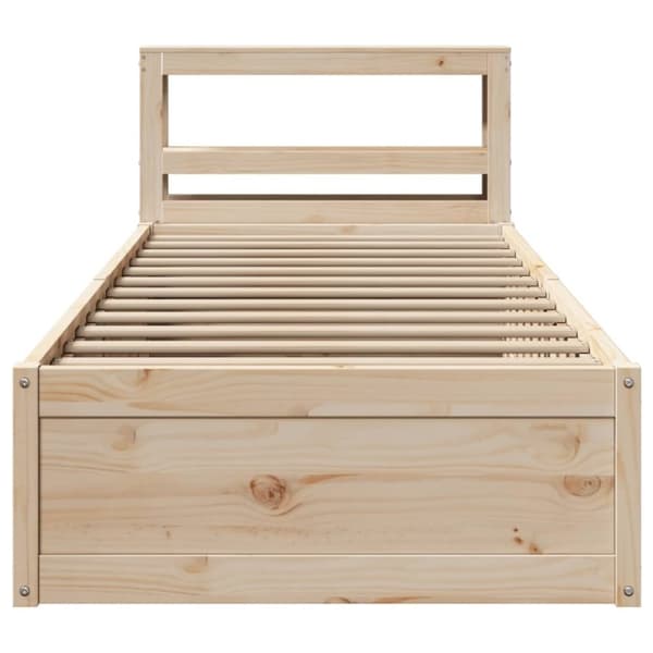 vidaXL sengeramme med sengegavl 90x200 cm massivt fyrretræ