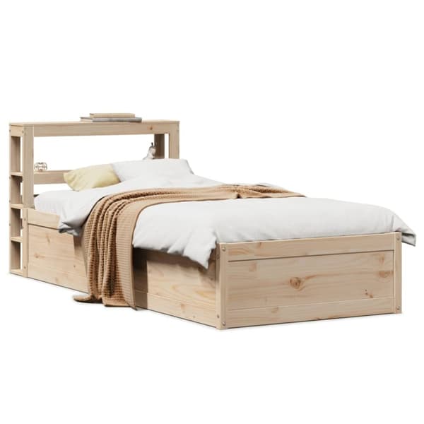 vidaXL sengeramme med sengegavl 90x200 cm massivt fyrretræ
