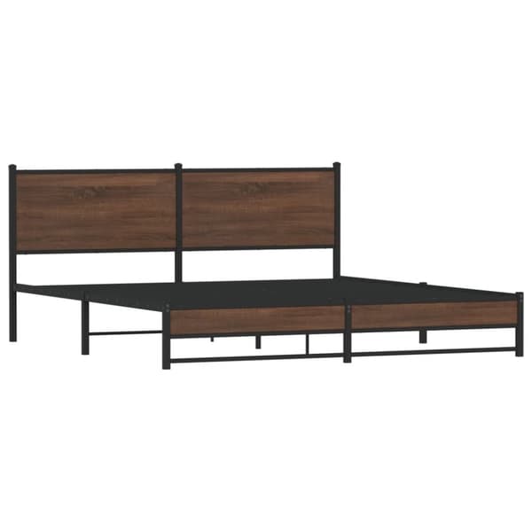 vidaXL sengeramme uden madras 160x200 cm metal brun egetræsfarve