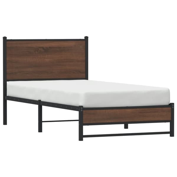 vidaXL sengeramme 90x190 cm uden madras metal brun egetræsfarve