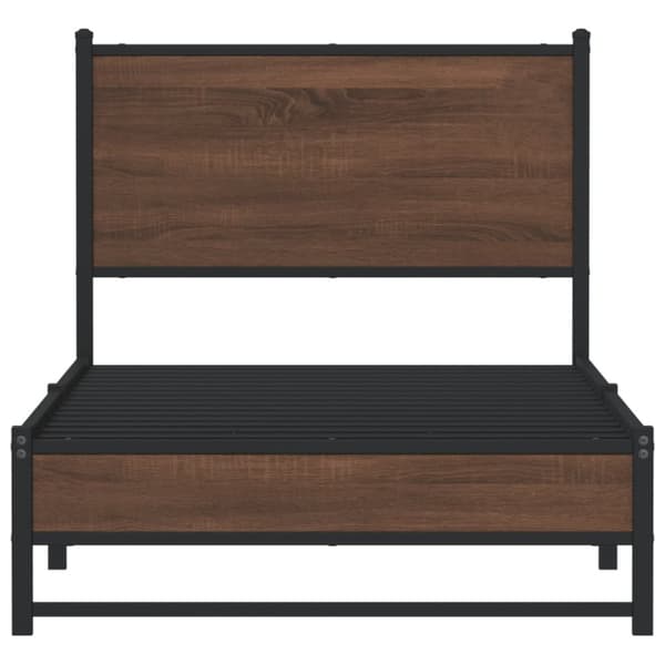 vidaXL sengeramme 90x190 cm uden madras metal brun egetræsfarve