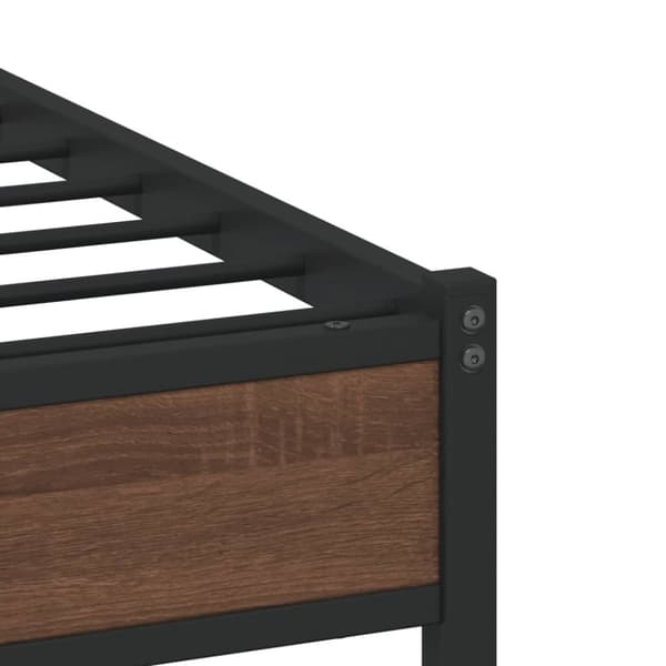 vidaXL sengeramme 90x190 cm uden madras metal brun egetræsfarve