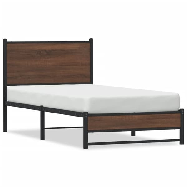 vidaXL sengeramme 90x190 cm uden madras metal brun egetræsfarve