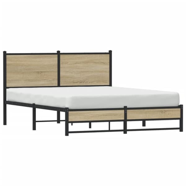 vidaXL Metallinen sängynrunko ilman patjaa Sonoma-tammi 150x200 cm