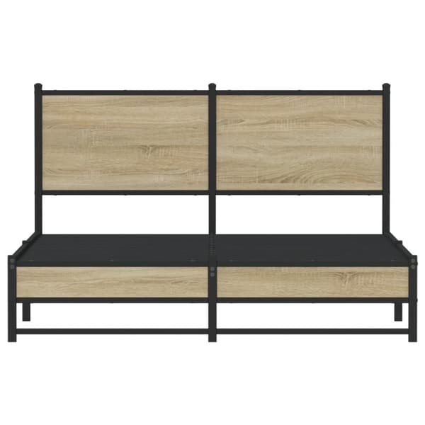 vidaXL Metallinen sängynrunko ilman patjaa Sonoma-tammi 150x200 cm
