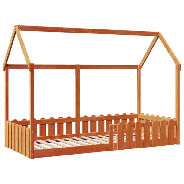 vidaXL sengeramme til husseng 90x200 cm massivt fyrretræ gyldenbrun