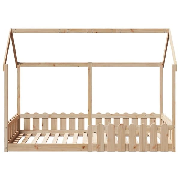 vidaXL Barnsäng med husram 90x200 cm massiv furu