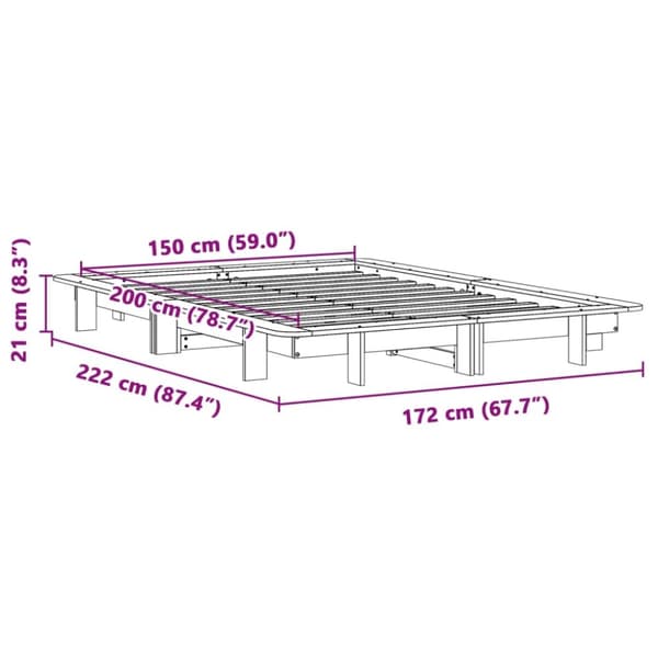 vidaXL Sengeramme uten madrass hvit 150x200 cm heltre furu