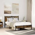 Miniatyrbillede 4 af 11: vidaXL sengeramme uden madras 120x200 cm metal røget egetræsfarve