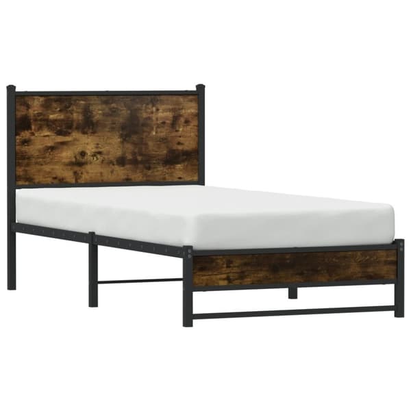 vidaXL sengeramme uden madras 75x190 cm metal røget egetræsfarve