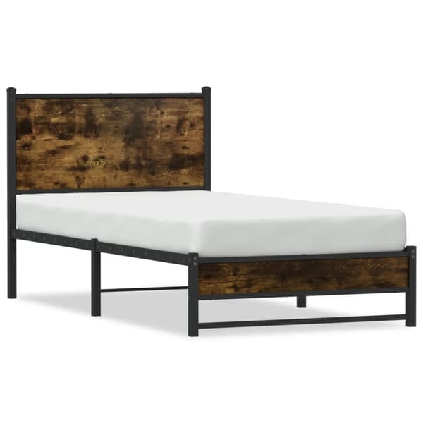 vidaXL sengeramme uden madras 75x190 cm metal røget egetræsfarve