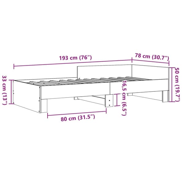 vidaXL Sängynrunko musta 75x190 cm tekninen puu