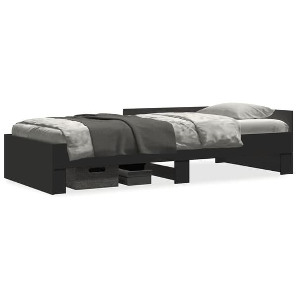 vidaXL Sängynrunko musta 75x190 cm tekninen puu