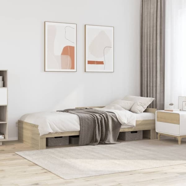 vidaXL sengeramme 100x200 cm konstrueret træ sonoma-eg