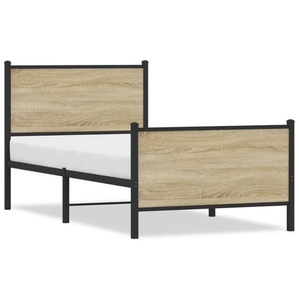 vidaXL Metallinen sängynrunko ilman patjaa Sonoma-tammi 90x190 cm