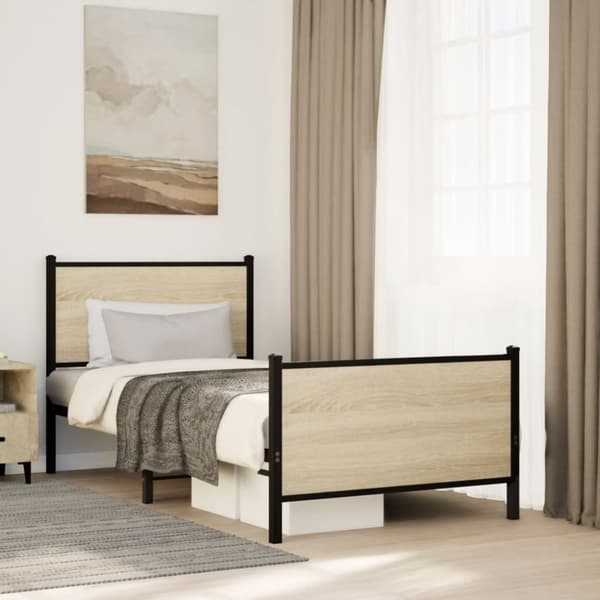 vidaXL sengeramme uden madras 80x200 cm metal sonoma-eg