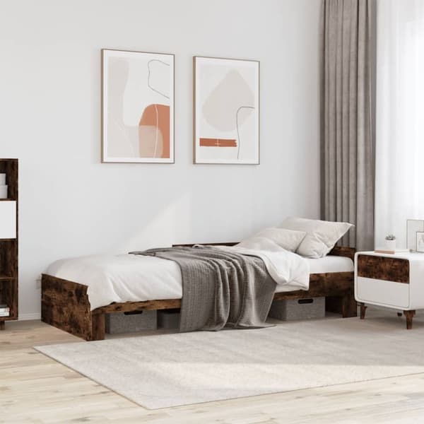 vidaXL Sengeramme uten madrass røkt eik 100x200 cm konstruert tre