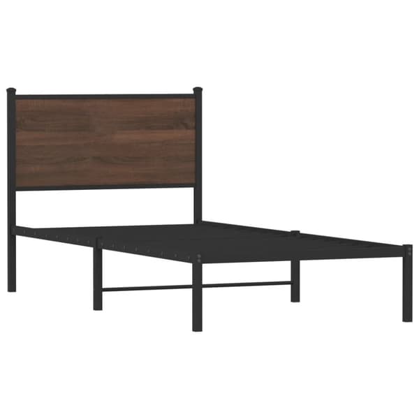 vidaXL Sengeramme i metall uten madrass brun eik 75x190 cm