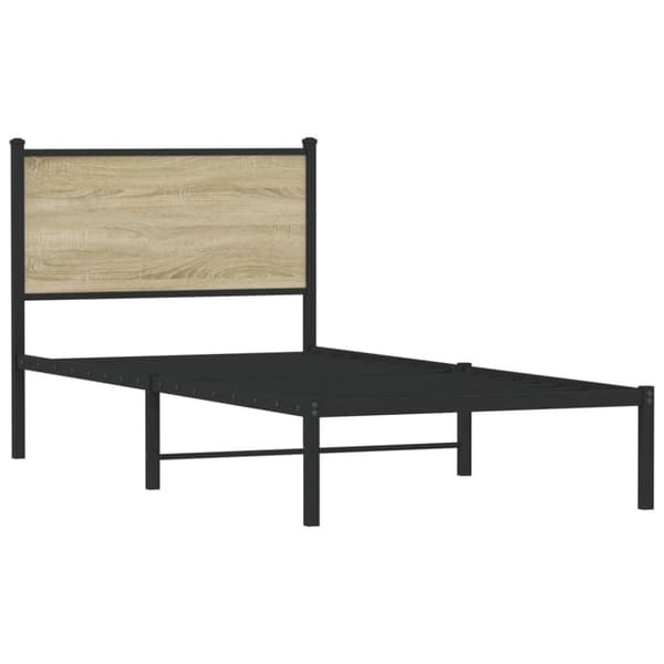 vidaXL Sängram utan madrass metall sonoma-ek 75x190 cm