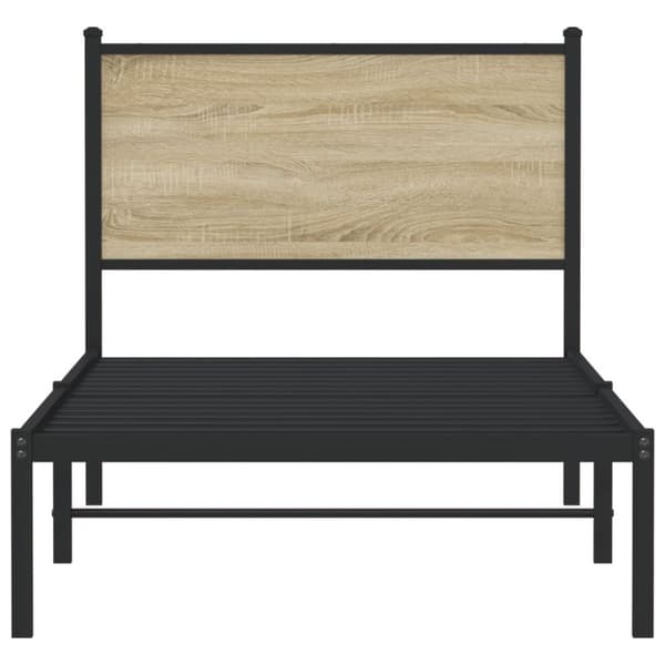 vidaXL Sängram utan madrass metall sonoma-ek 75x190 cm