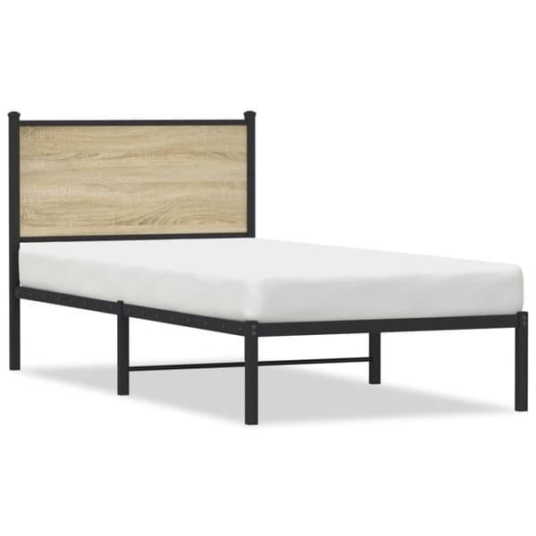 vidaXL Sängram utan madrass metall sonoma-ek 75x190 cm