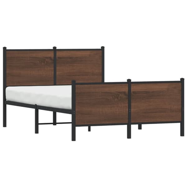 vidaXL Sengeramme i metall uten madrass brun eik 137x190 cm