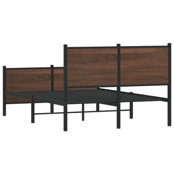 vidaXL Sengeramme i metall uten madrass brun eik 137x190 cm