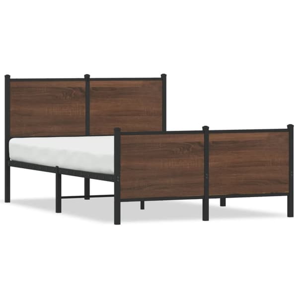 vidaXL Sengeramme i metall uten madrass brun eik 137x190 cm