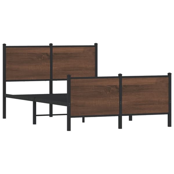 vidaXL Sengeramme i metall uten madrass brun eik 137x190 cm