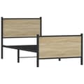 Miniatyrbilde 3 av 11: vidaXL Sengeramme i metall uten madrass sonoma eik 75x190 cm