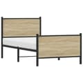 Miniatyrbilde 5 av 11: vidaXL Sengeramme i metall uten madrass sonoma eik 75x190 cm