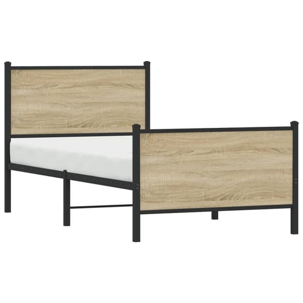 vidaXL Sengeramme i metall uten madrass sonoma eik 75x190 cm