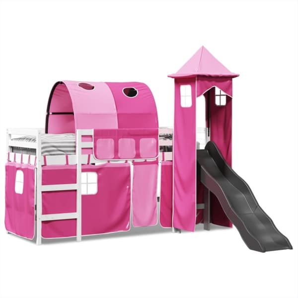 vidaXL Lasten parvisänky tornilla pinkki 80x200 cm täysi mänty