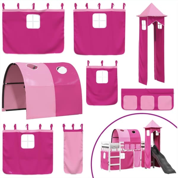 vidaXL Lasten parvisänky tornilla pinkki 80x200 cm täysi mänty