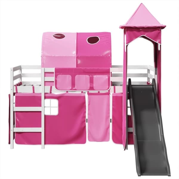 vidaXL Lasten parvisänky tornilla pinkki 80x200 cm täysi mänty