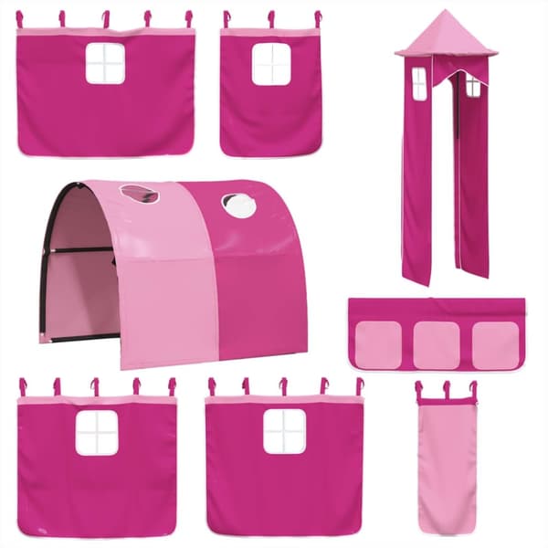 vidaXL Lasten parvisänky tornilla pinkki 80x200 cm täysi mänty