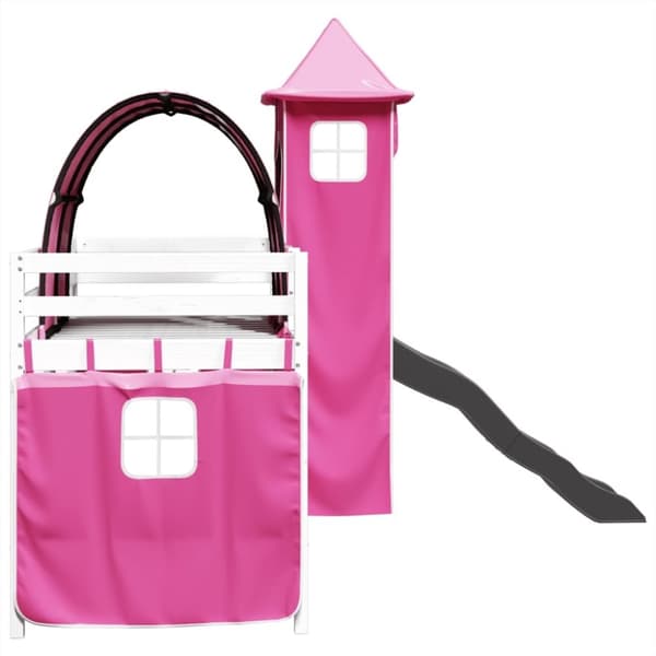 vidaXL Lasten parvisänky tornilla pinkki 80x200 cm täysi mänty