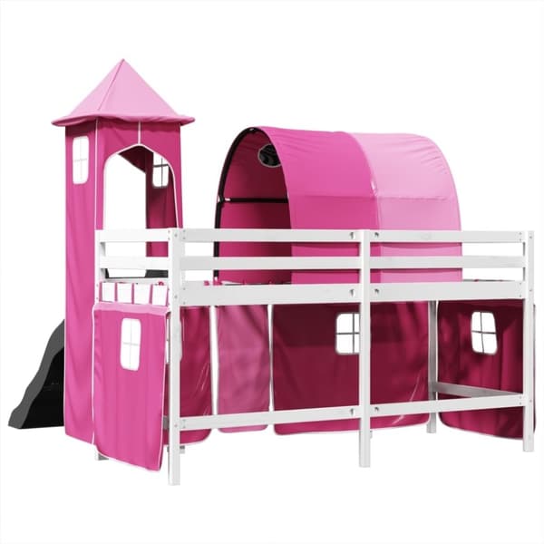 vidaXL Lasten parvisänky tornilla pinkki 80x200 cm täysi mänty