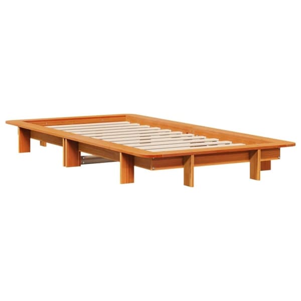 vidaXL sengeramme uden madras 90x200 cm massivt fyrretræ gyldenbrun