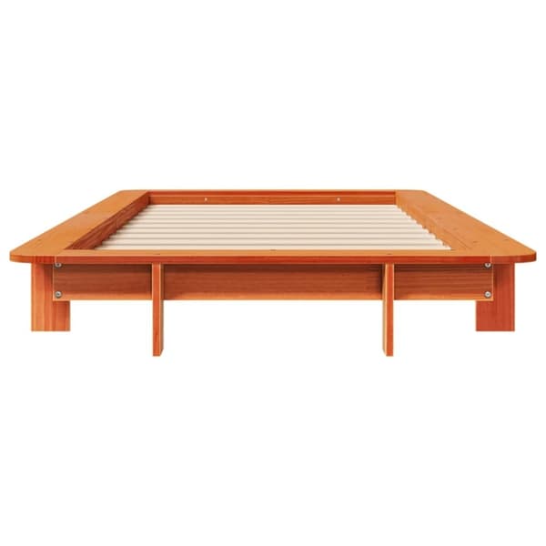 vidaXL sengeramme uden madras 90x200 cm massivt fyrretræ gyldenbrun